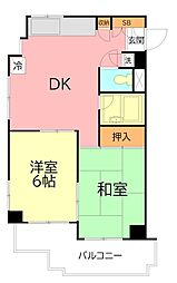 ジュネパレス平塚6 2DKの間取図画像