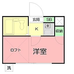 サザンテラス 1Kの間取図画像