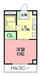 ステラコート 1Kの間取図画像