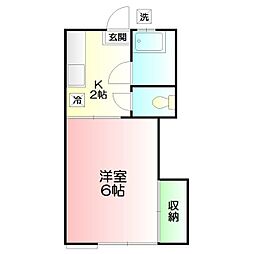 今井ハイツB棟 1Kの間取図画像