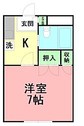 ハイツエンゼル 1Kの間取図画像