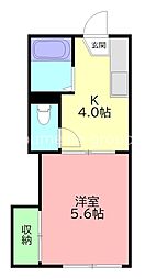 神戸ハイム 1Kの間取図画像