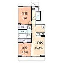 アジュールu 2LDKの間取図画像