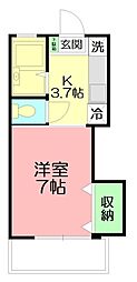 エクセレント 1Kの間取図画像
