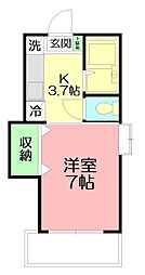 エクセレント 1Kの間取図画像