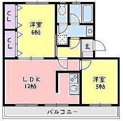 桃山コーポ1号棟 2LDKの間取図画像