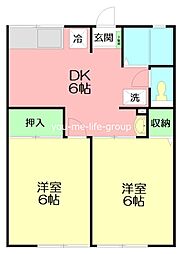 ベルヴィル大磯 2DKの間取図画像