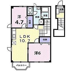 クランベリーハウス 2階2LDKの間取り