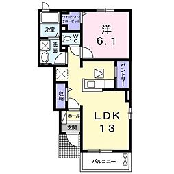 コートカルムＡ 1階1LDKの間取り