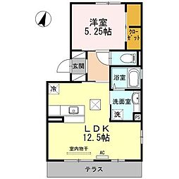 ラ・カーサ　ミーア　A棟 1階1LDKの間取り