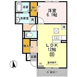 ヴィラ　ウィステリア　神埼　Ｃ棟 1階1LDKの間取り