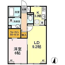 ファミールＳＨＯＷII　Ｃ棟 1階1LDKの間取り