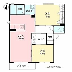 メゾンエスポワールI棟 2階2LDKの間取り