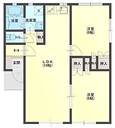 ベリーズコート 2階2LDKの間取り