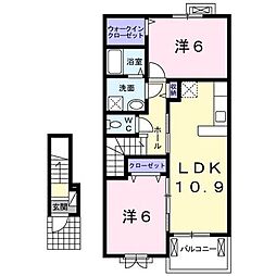 サンライク．ガーデン 2階2LDKの間取り
