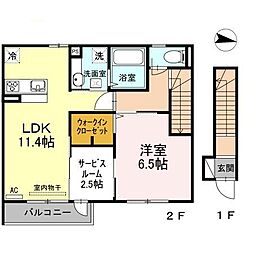 メイプル成章 2階1SLDKの間取り