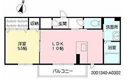 ラ・グルッラ 3階1LDKの間取り