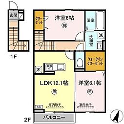 ベルクレージュ鍋島駅前 2階2LDKの間取り