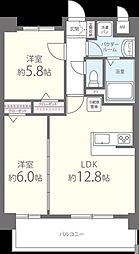 エグゼクティブ イーストタワー 5階2LDKの間取り