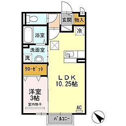 ジェネス　南佐賀 1階1LDKの間取り