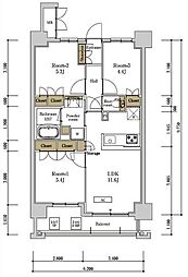 RJRプレシア佐賀 3LDKの間取図画像