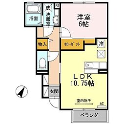 サワディーファンバーンA棟 1LDKの間取図画像