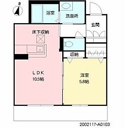 ベレオ佐賀天神 1LDKの間取図画像