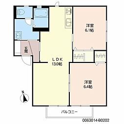 リーブル21B 2LDKの間取図画像