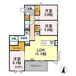 フォーティスMGH 3LDKの間取図画像