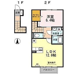 エスカーザ 1LDKの間取図画像