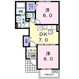 フォーマルハウト2 2DKの間取図画像