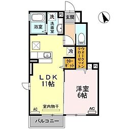 オプティマムハウスA 1LDKの間取図画像
