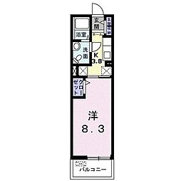 シャルモントゥ2 1Kの間取図画像