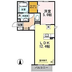 プルミエ2 1LDKの間取図画像
