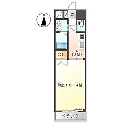 ピュアライブ2 1Kの間取図画像
