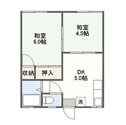 尾形アパート 2階2DKの間取り
