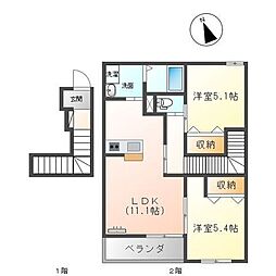 ローズティアラ 2LDKの間取図画像