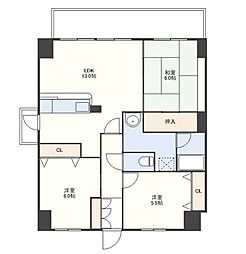 チャオ城山 3LDKの間取図画像