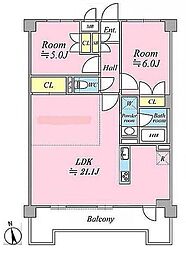マイキャッスル五反野 2LDKの間取り