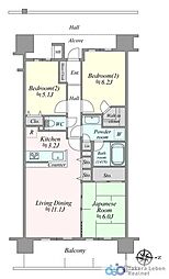 レーベンリヴァーレスカイ・ザ・テラス 3LDKの間取図画像
