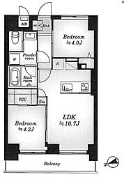 グローリア初穂お花茶屋 2LDKの間取図画像