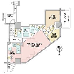 ブリリアタワー上野池之端 1SLDKの間取図画像