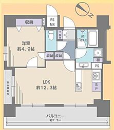 ライジングプレイス浅草弐番館 1LDKの間取図画像