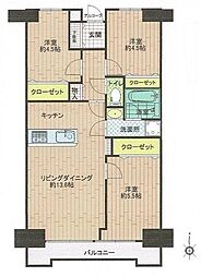 ライオンズプラザ北綾瀬 3LDKの間取図画像