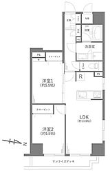 グランベールフォーシーズンズタワー 2LDKの間取図画像