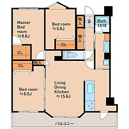 レクセルマンション亀有 3LDKの間取図画像