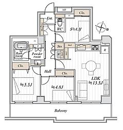 千石三丁目シティハウス 2SLDKの間取図画像