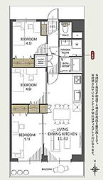 東武大師前サンライトマンション3号館 3LDKの間取図画像