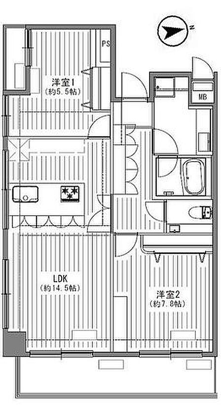 2LDK 間取り