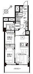 旭ヶ丘マンション 2LDKの間取図画像